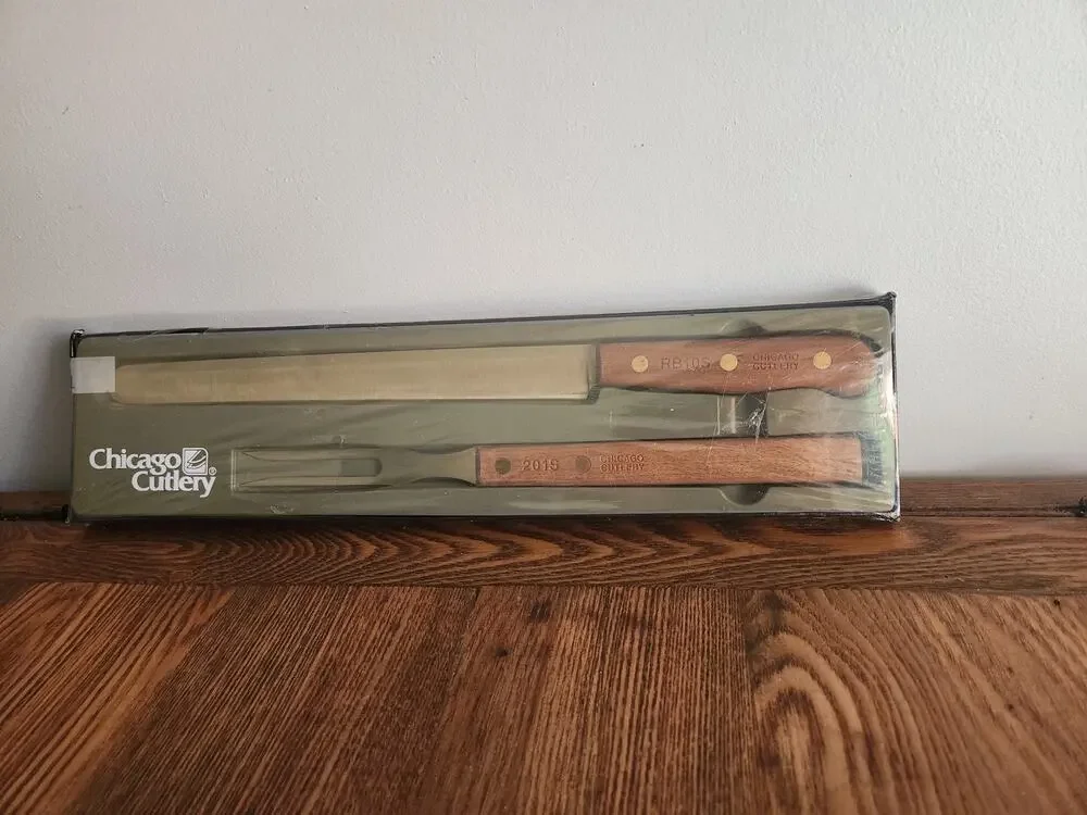 Vintage CHICAGO CUTLERY Carving Set Meat Slicer Knife Fork 201S & RB10S NEW 1991